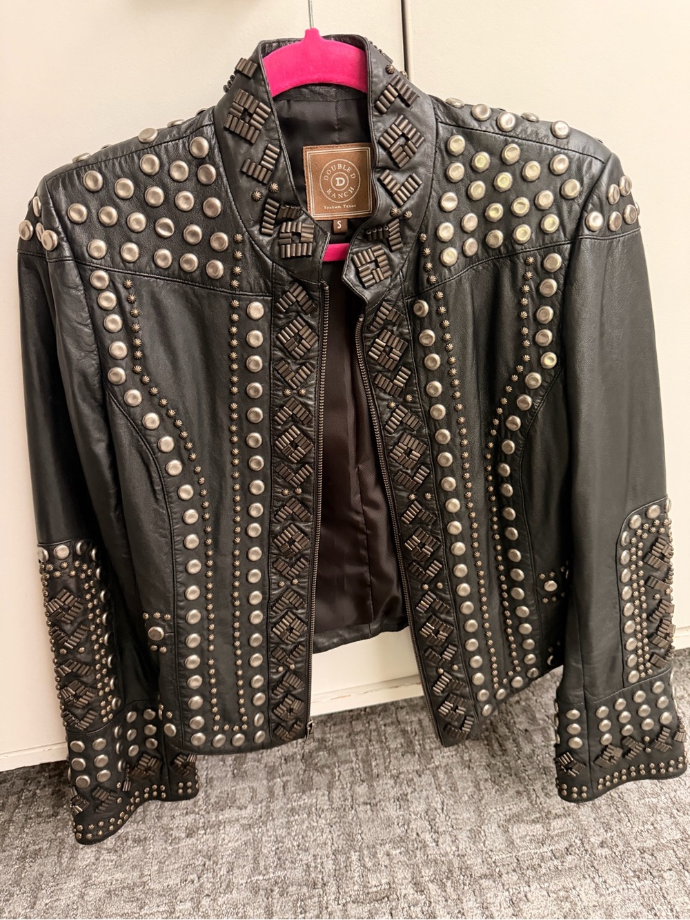 Double D Ranch Black Studded Leather Jacket
